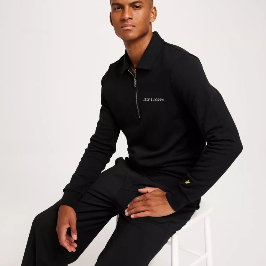 Toj Lyle & Scott | Embroidered Collared Quarter Zip Jet Black