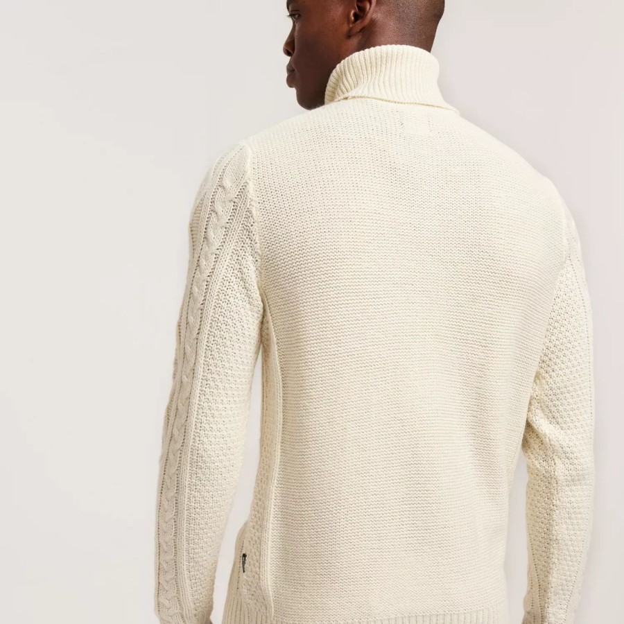 Toj Only & Sons | Onsrigge Reg 3 Cable Roll Neck Knit Antique White