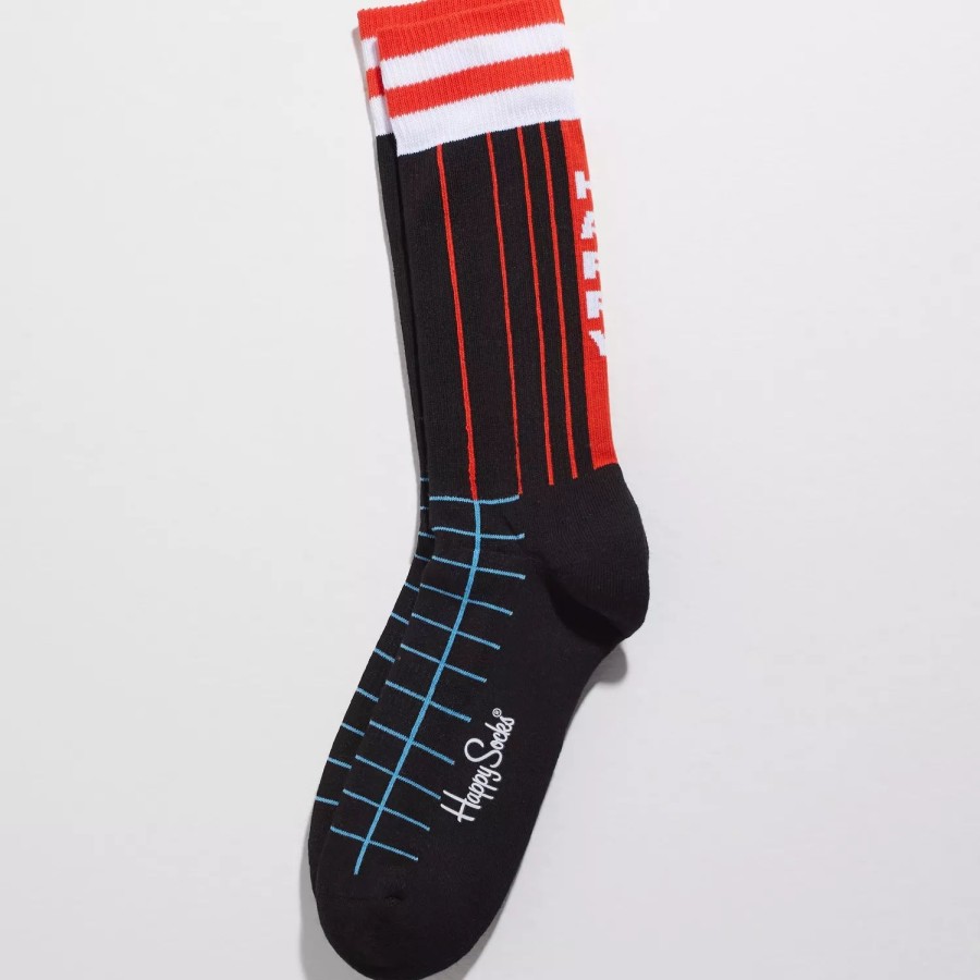 Toj Happy Socks | Grid Stripe Crew Sock Multicolor