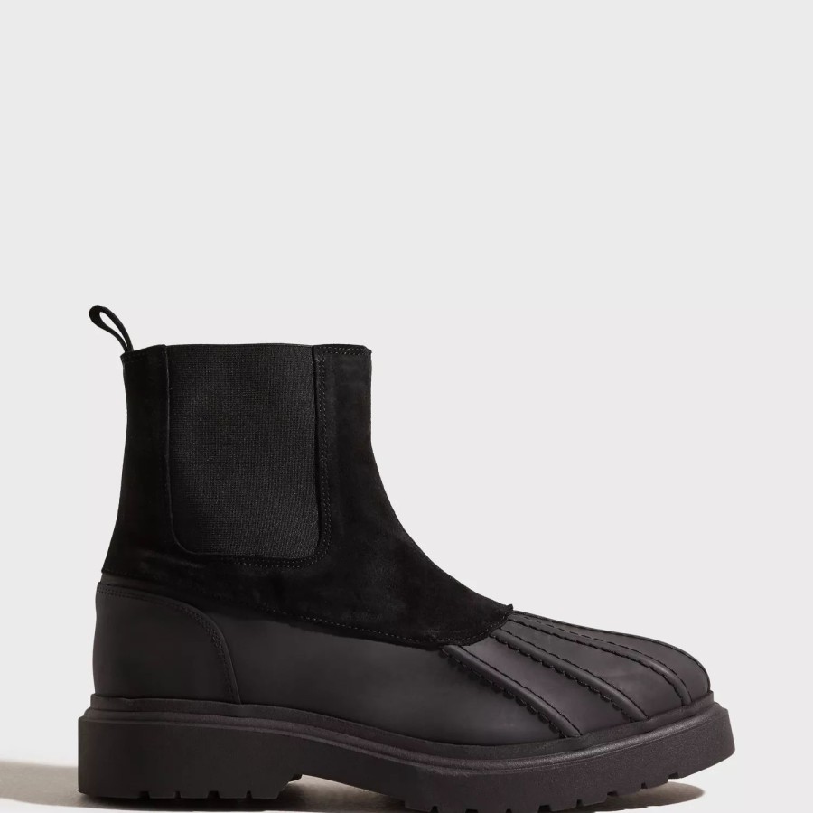 Sko Selected Homme | Slhcaden Suede Chelsea Duck-Toe Boo Black