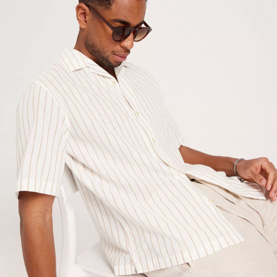 Toj Jack & Jones | Jprblusummer Linen Resort Shirt S/S Sand Relax Fit