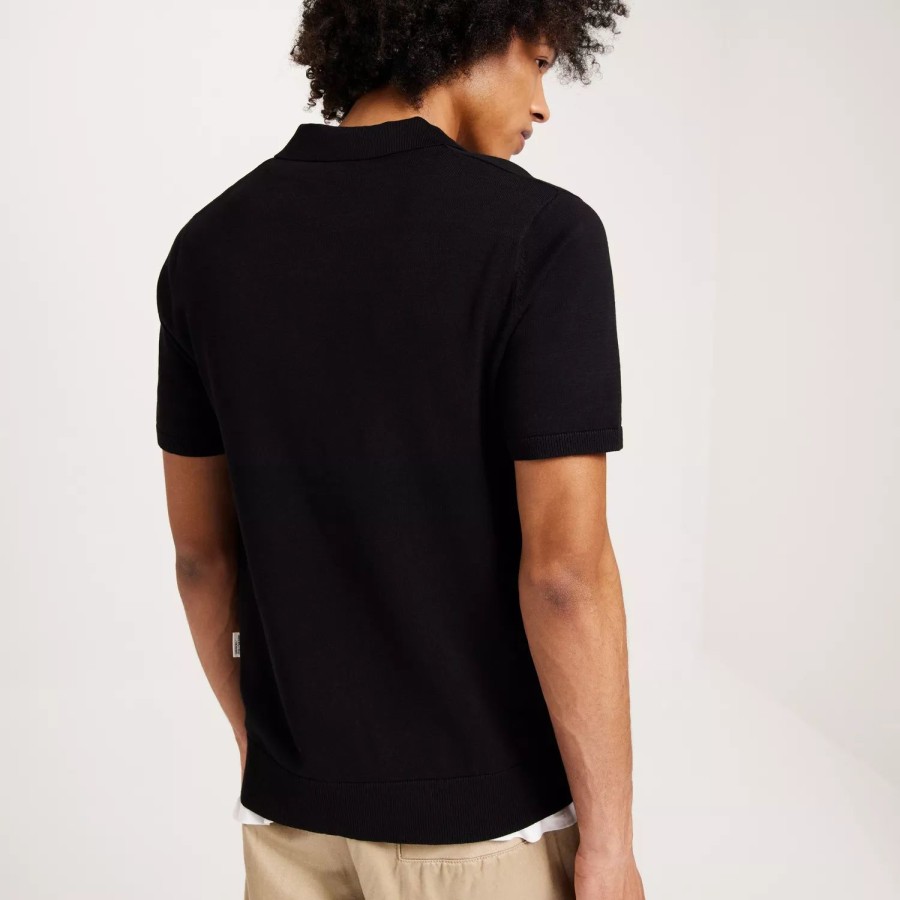 Toj Selected Homme | Slhteller Ss Knit Polo W Black