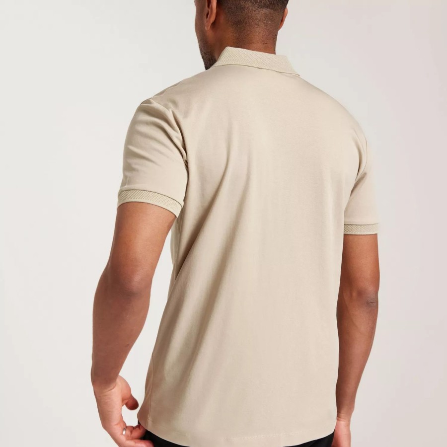 Toj Selected Homme | Slhfave Zip Ss Polo Noos Oatmeal