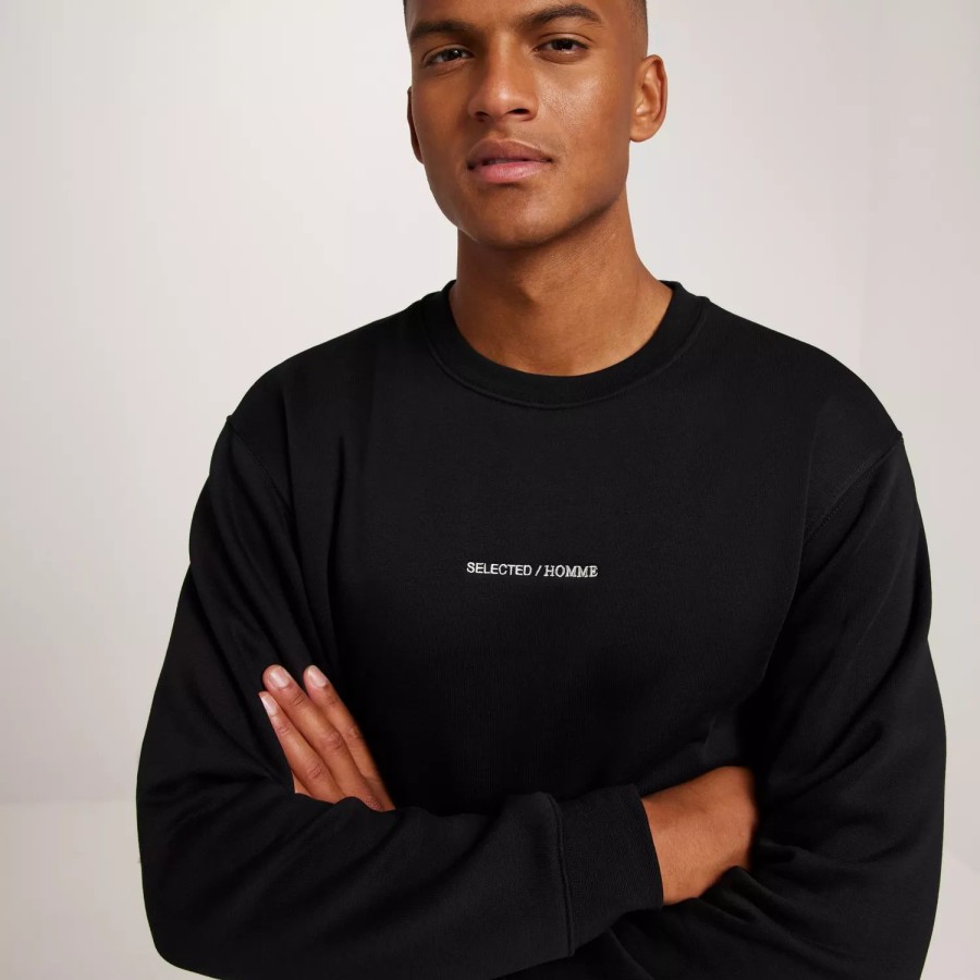 Toj Selected Homme | Slhhankie Logo Crew Neck Sweat Noos Black