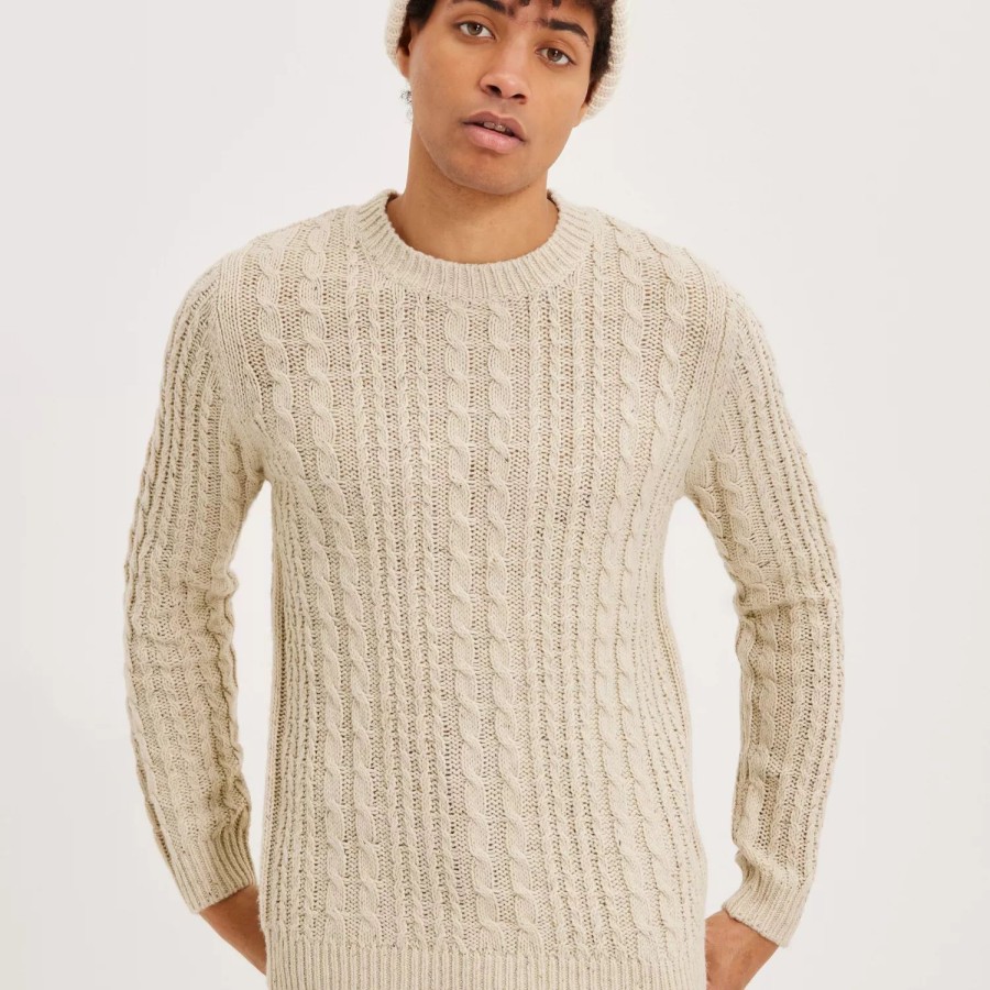 Toj Selected Homme | Slhhenry Ls Knit Cable Crew Neck W Oatmeal