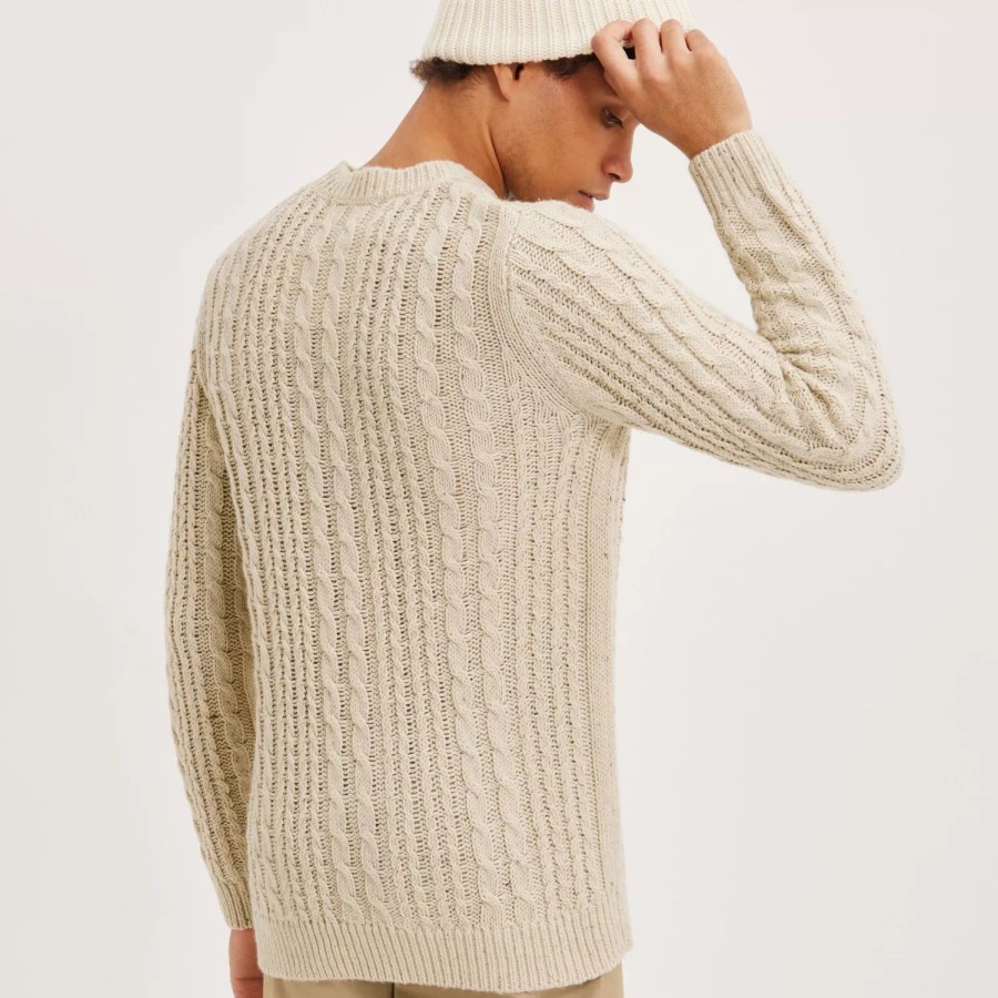 Toj Selected Homme | Slhhenry Ls Knit Cable Crew Neck W Oatmeal