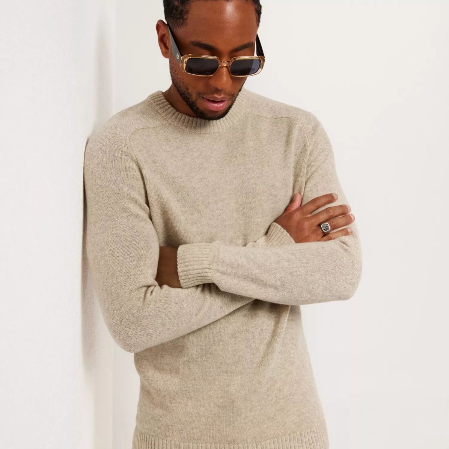 Toj Selected Homme | Slhnewcoban Lambs Wool Crew Neck W Kelp Bone White