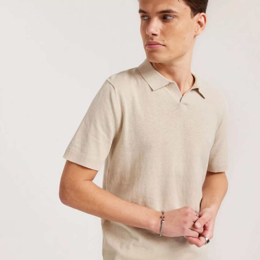 Toj Selected Homme | Slhlake Linen Ss Polo B Oatmeal