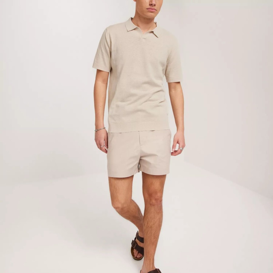 Toj Selected Homme | Slhlake Linen Ss Polo B Oatmeal