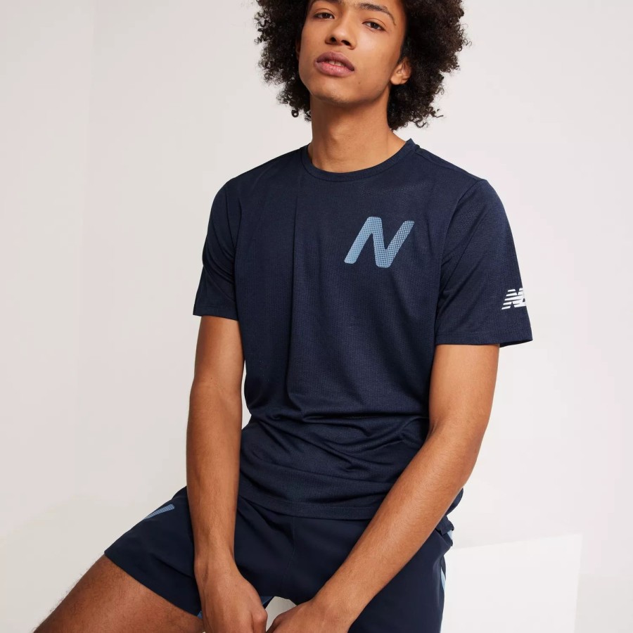 Toj New Balance | Graphic Impact Run Short Sleeve Navy