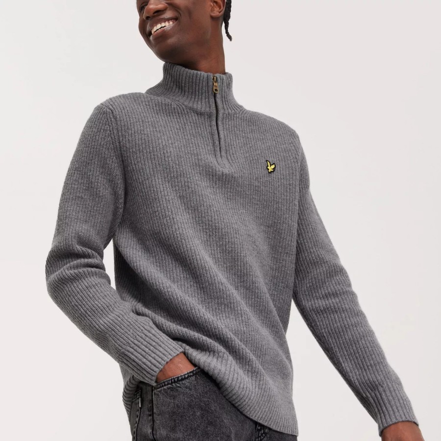 Toj Lyle & Scott | Ribbed Quarter Zip Jumper Grey Marl