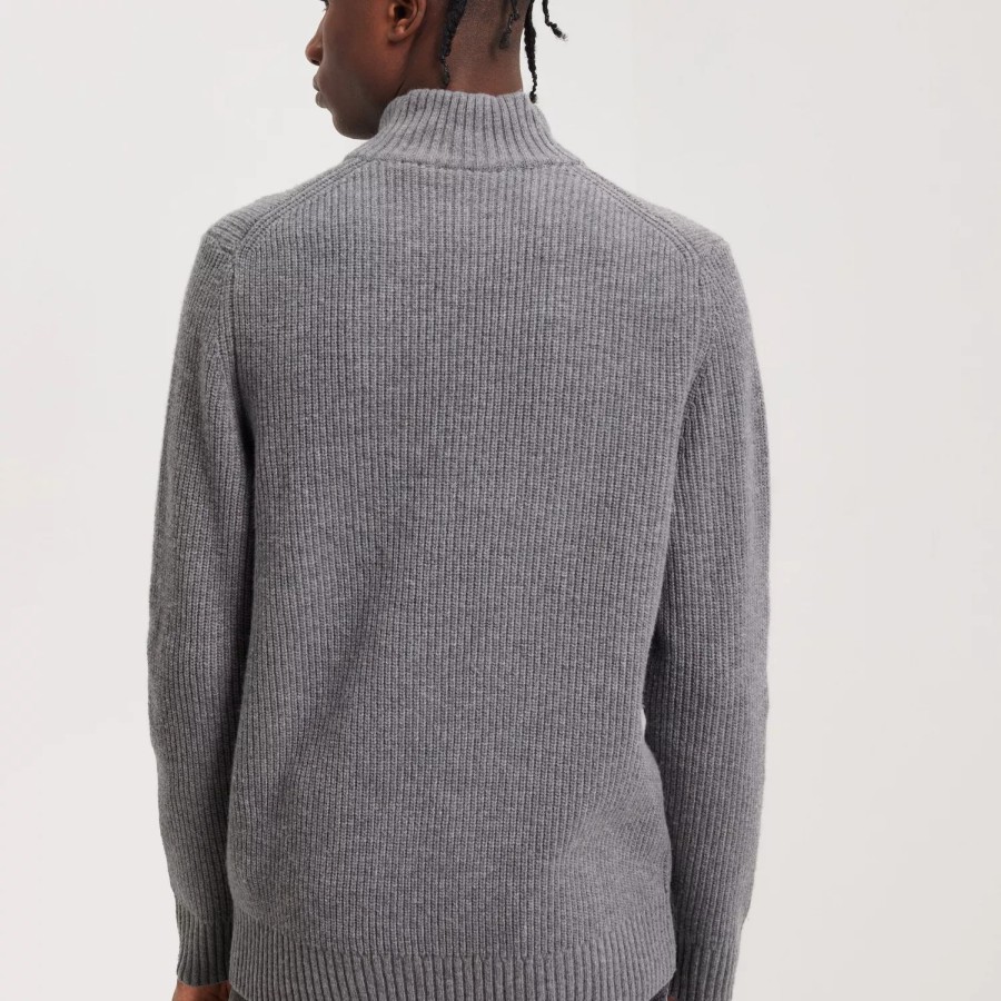 Toj Lyle & Scott | Ribbed Quarter Zip Jumper Grey Marl