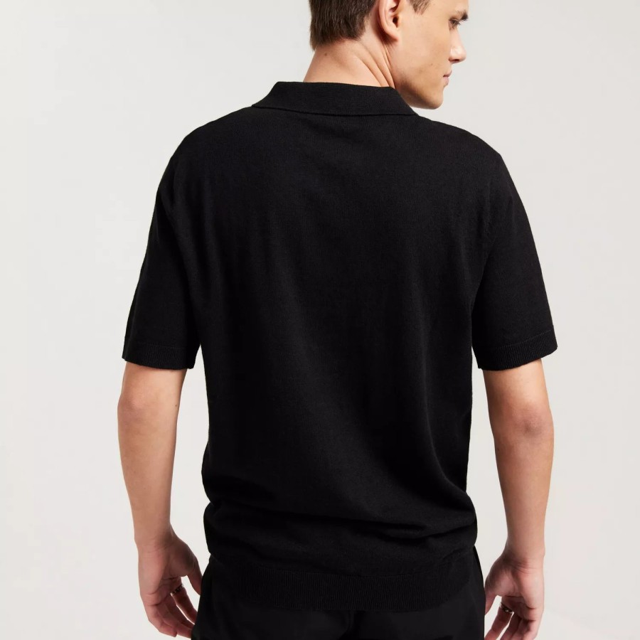 Toj Selected Homme | Slhlake Linen Ss Polo B Black