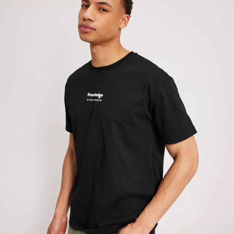 Toj KnowledgeCotton Apparel | Loose T-Shirt Creating Memories Chest And Back Print - Gots/Vegan Black