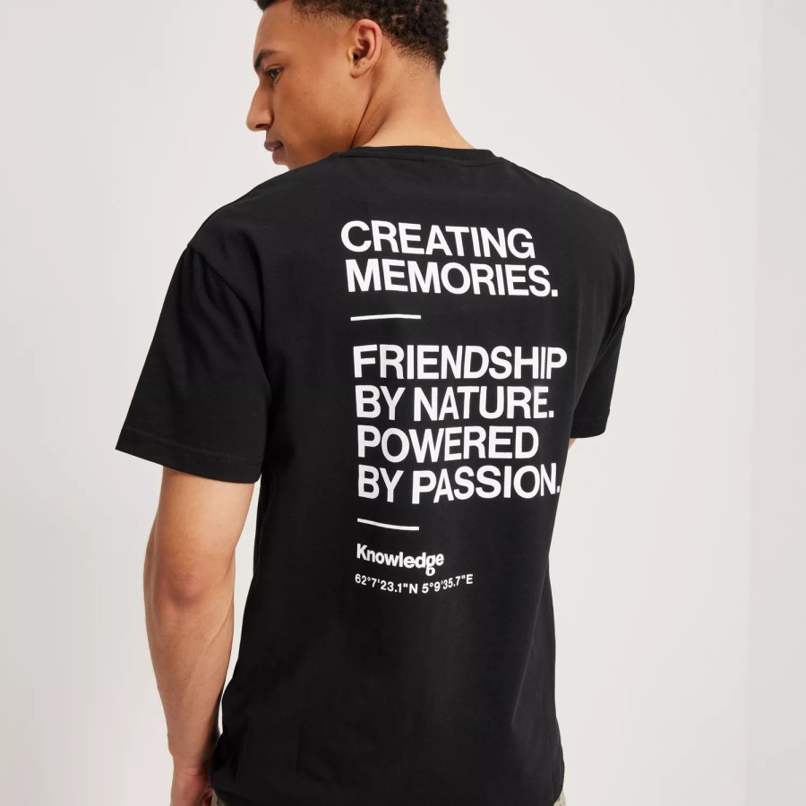 Toj KnowledgeCotton Apparel | Loose T-Shirt Creating Memories Chest And Back Print - Gots/Vegan Black