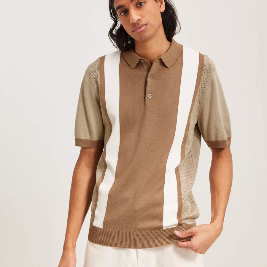 Toj J Lindeberg | Rey Striped Polo Brown