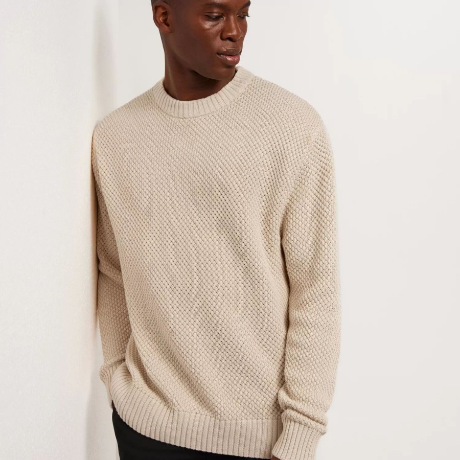 Toj Selected Homme | Slhbert Relaxed Ls Knit Stu Crew Ne Oatmeal Melange