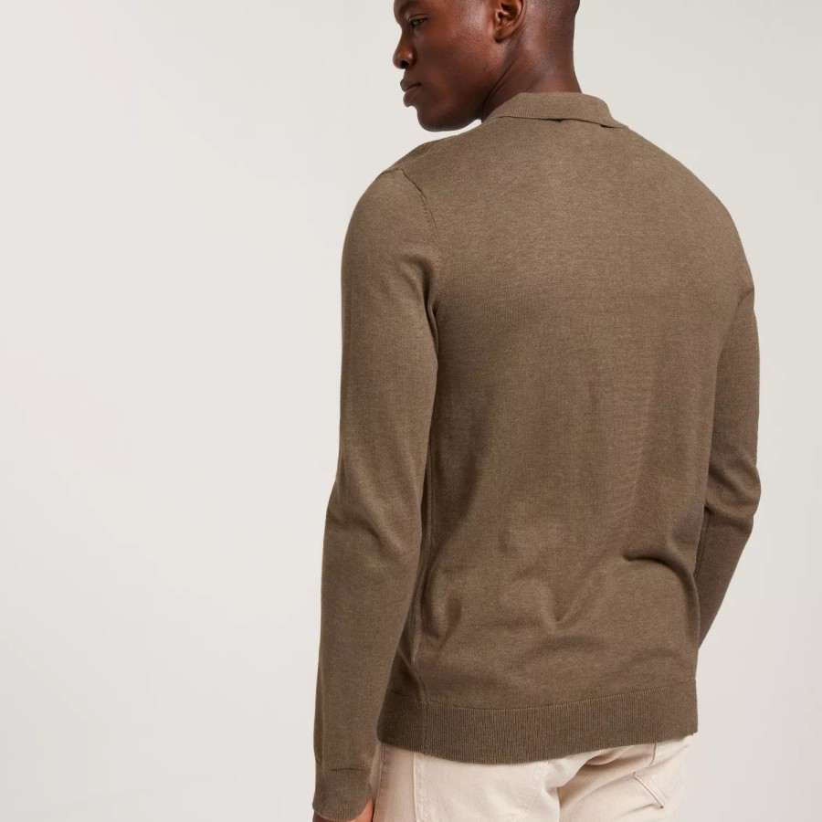 Toj Selected Homme | Slhberg Ls Knit Polo Noos Teak Melange