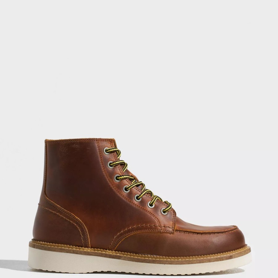 Sko Selected Homme | Slhteo New Leather Moc-Toe Boot Cognac