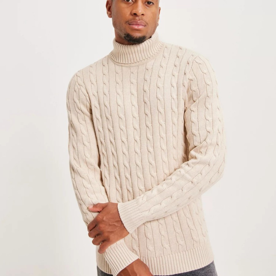 Toj Selected Homme | Slhryan Structure Roll Neck Bone White Melange