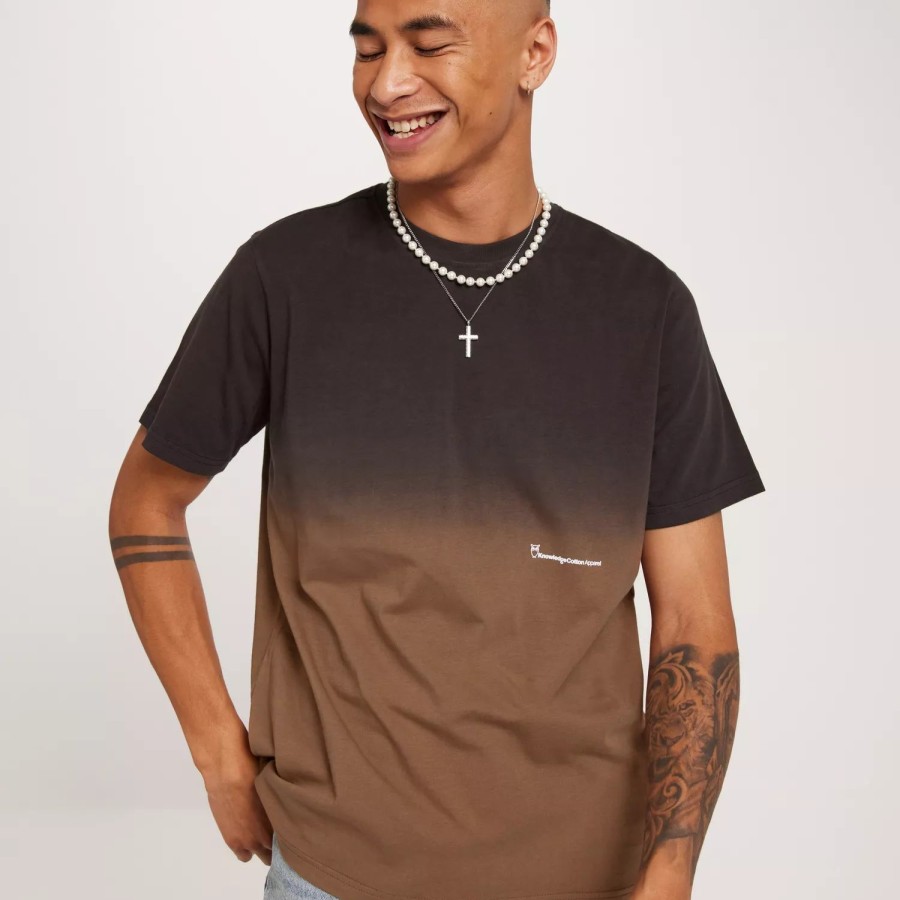 Toj KnowledgeCotton Apparel | Regular Fit Dip Dyed T-Shirt - Gots/Vegan Brown