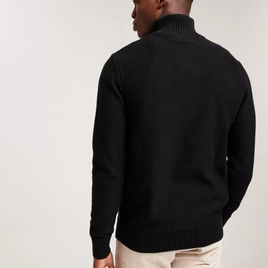 Toj Selected Homme | Slhaxel Ls Knit Half Zip W Black