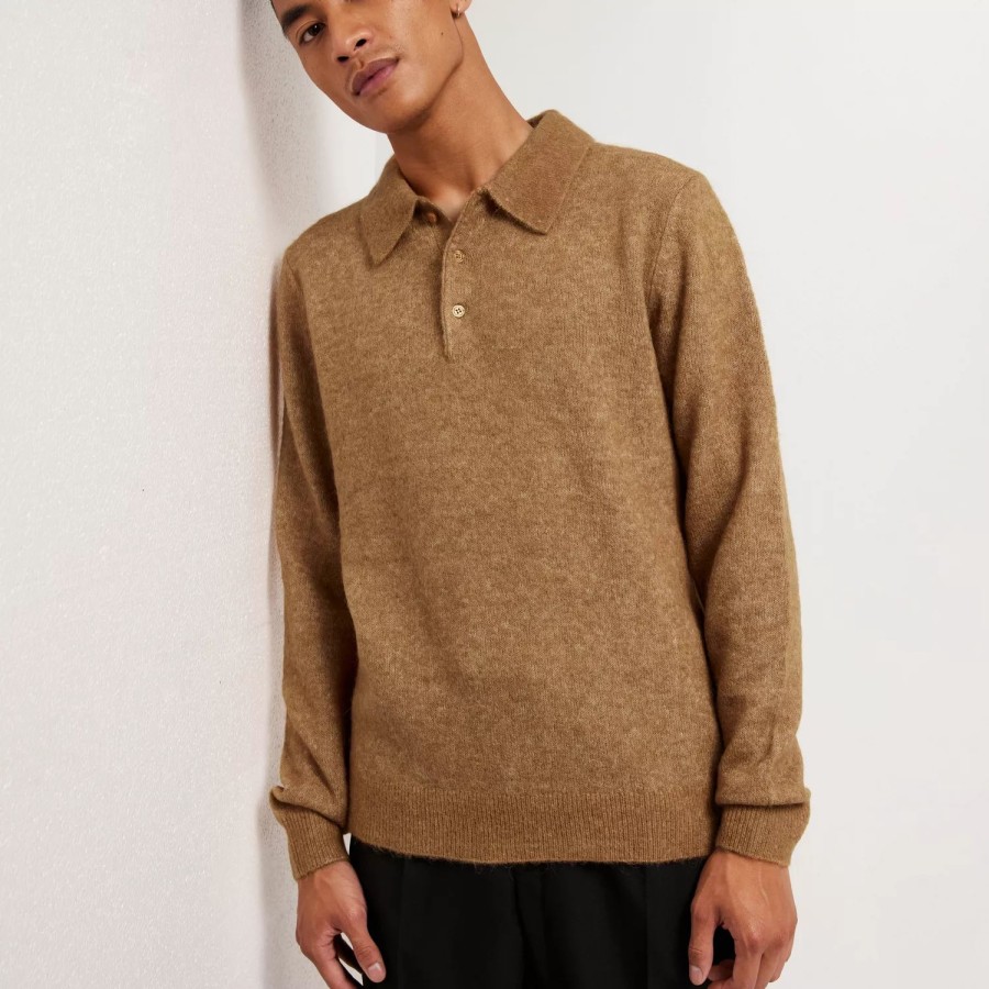 Toj J Lindeberg | Hayden Hairy Polo Knit Chipmunk