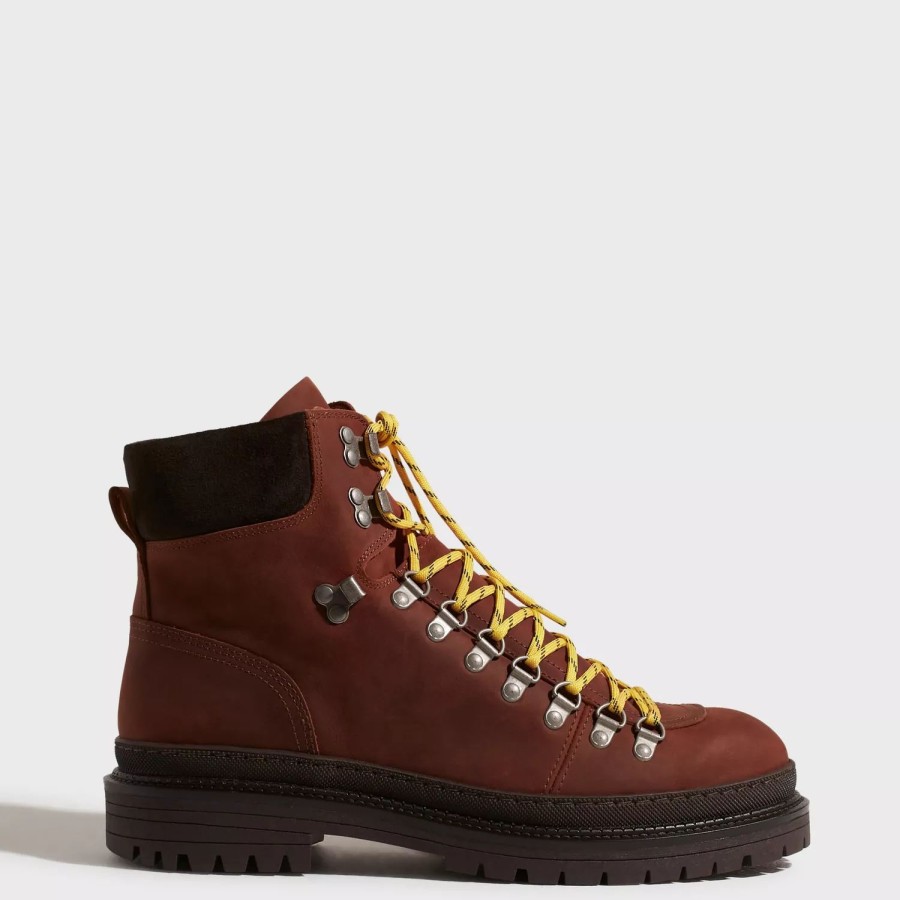 Sko Selected Homme | Slhlandon Leather Hiking Boot B Cognac