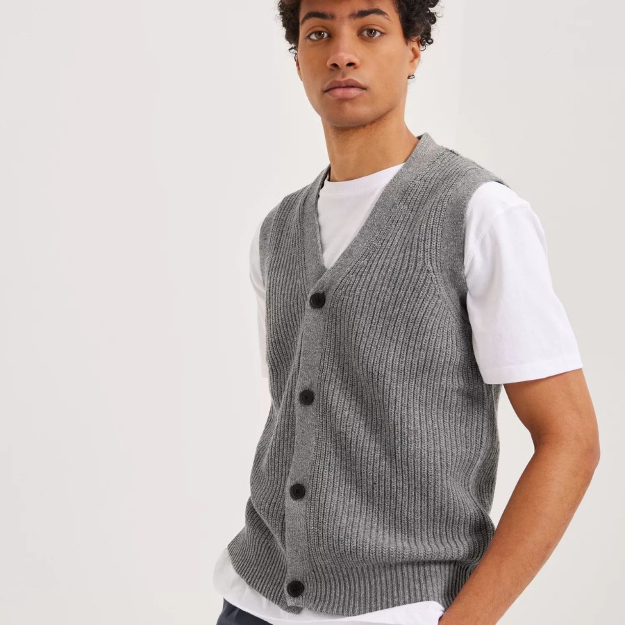 Toj Selected Homme | Slhutah Knit Vest B Light Grey Melange