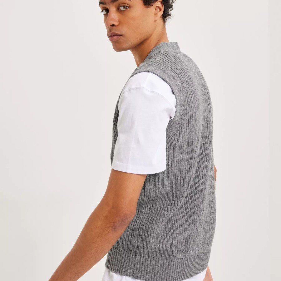 Toj Selected Homme | Slhutah Knit Vest B Light Grey Melange