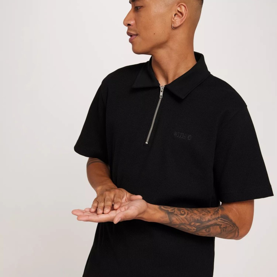 Toj Woodbird | Wbtahal Waffel Polo Black