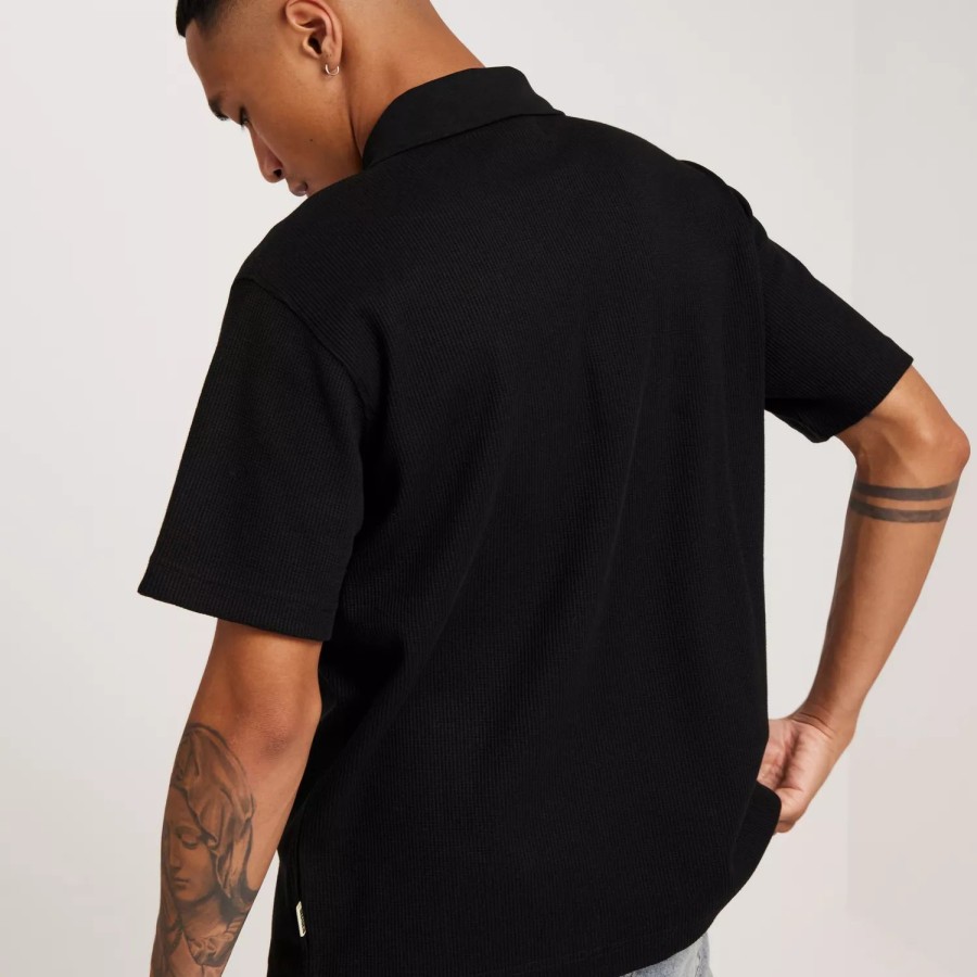 Toj Woodbird | Wbtahal Waffel Polo Black