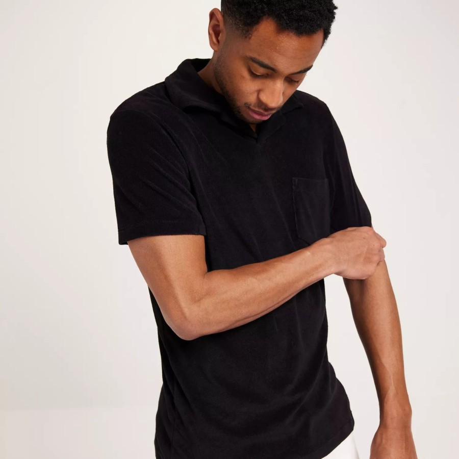 Toj Selected Homme | Slhrelax-Terry Ss Resort Polo Ex Black