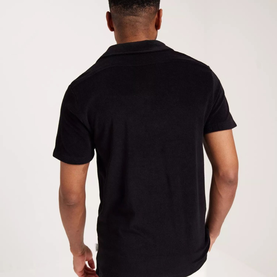 Toj Selected Homme | Slhrelax-Terry Ss Resort Polo Ex Black