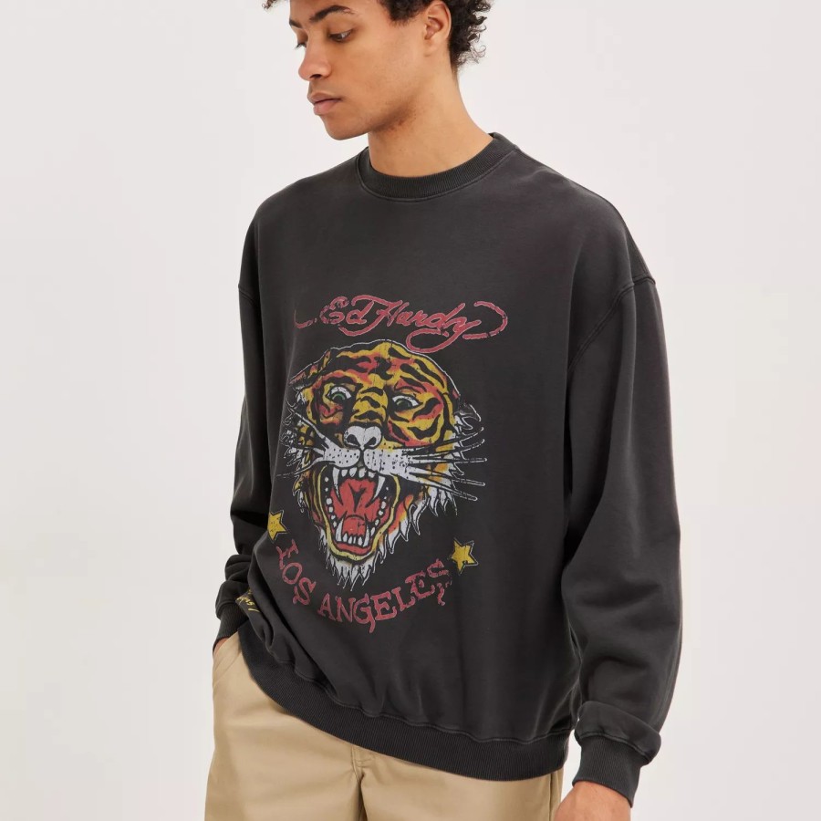 Toj Ed Hardy | Tiger-Vintage-Roar Sweat Washed Black