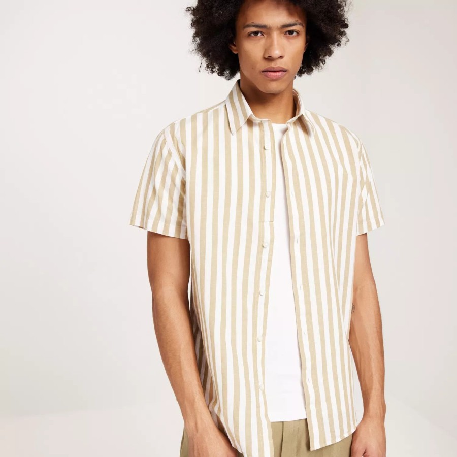 Toj Selected Homme | Slhregnew-Linen Shirt Ss Classic Kelp Stripes