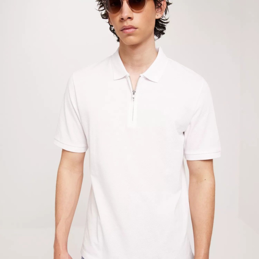 Toj Jack & Jones | Jprblascott Zip Ss Polo Sn Bright White