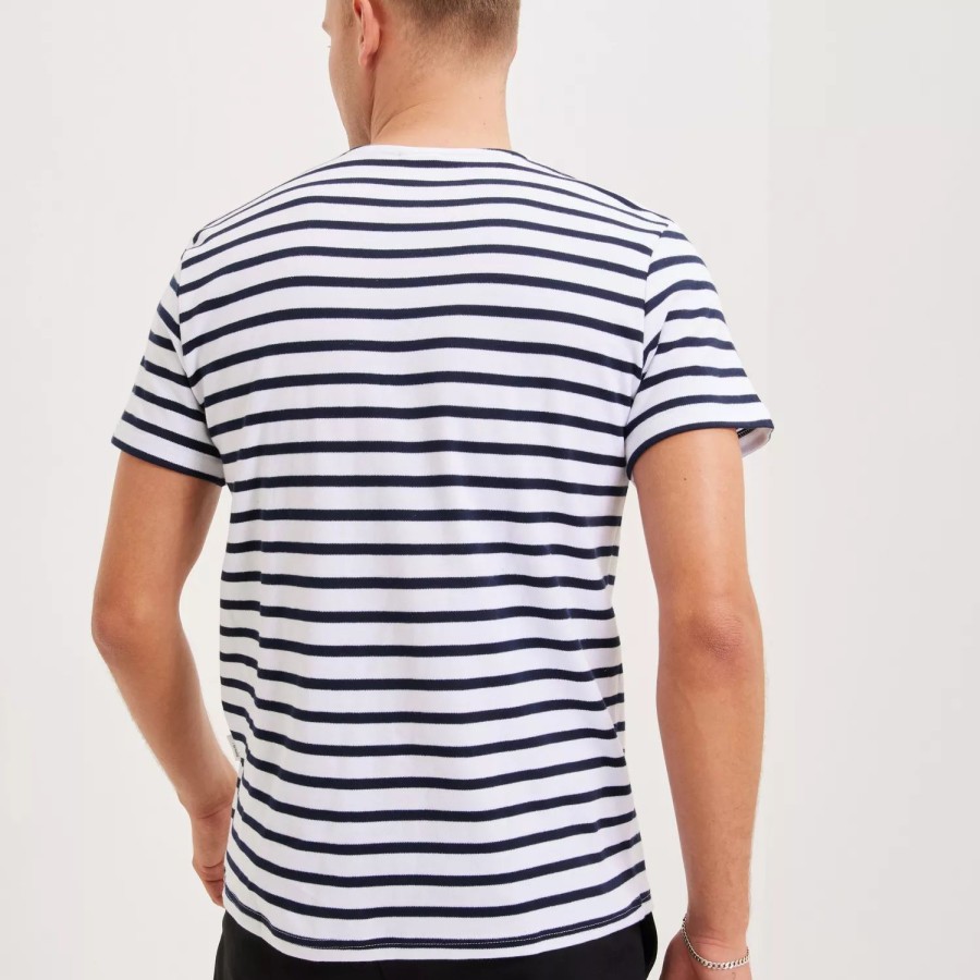 Toj Selected Homme | Slhbriac Stripe Ss O-Neck Tee Noos Bright White Navy Blazer