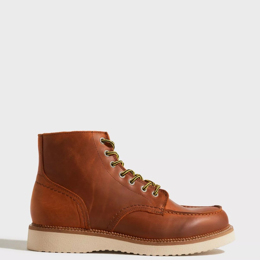 Sko Selected Homme | Slhteo New Leather Moc-Toe Boot B N Cognac