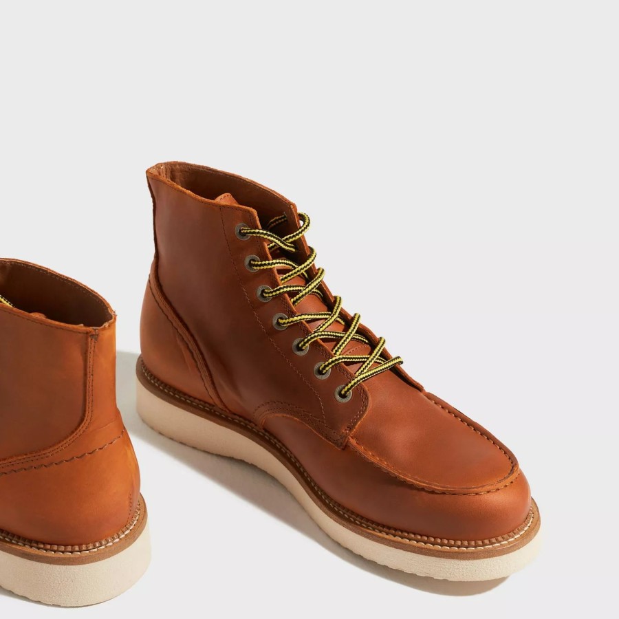 Sko Selected Homme | Slhteo New Leather Moc-Toe Boot B N Cognac