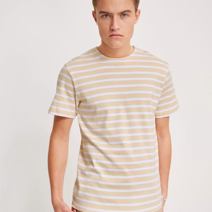 Toj Selected Homme | Slhbriac Stripe Ss O-Neck Tee Noos Angora Bright White