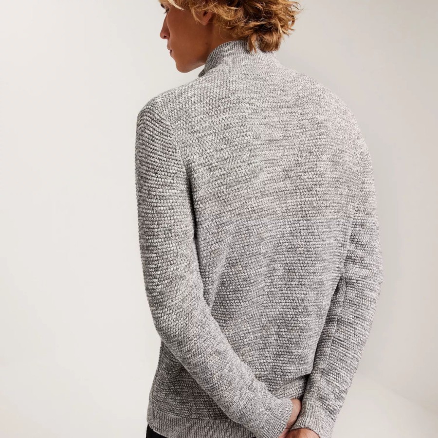 Toj Selected Homme | Slhvince Ls Knit Bubble Full Zip No Marshmallow Twisted W. Light Grey