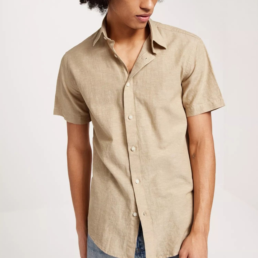 Toj Selected Homme | Slhregnew-Linen Shirt Ss Classic Kelp