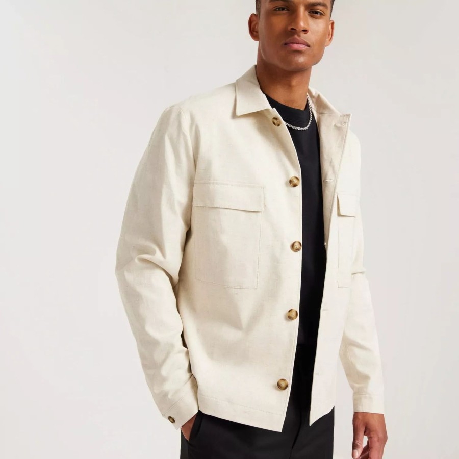 Toj Selected Homme | Slhmartin Linen Hybrid Jkt Ex Bone White