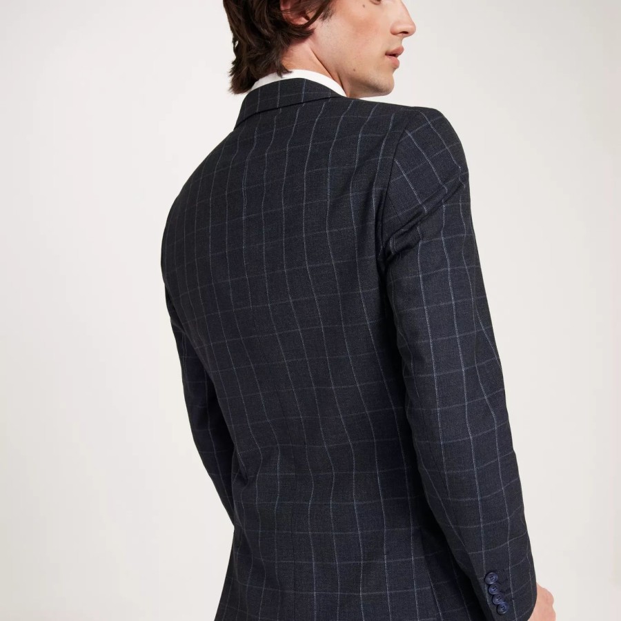 Toj Selected Homme | Slhslim-Oasis Linen Navy Chk Blz B Navy Blazer Check