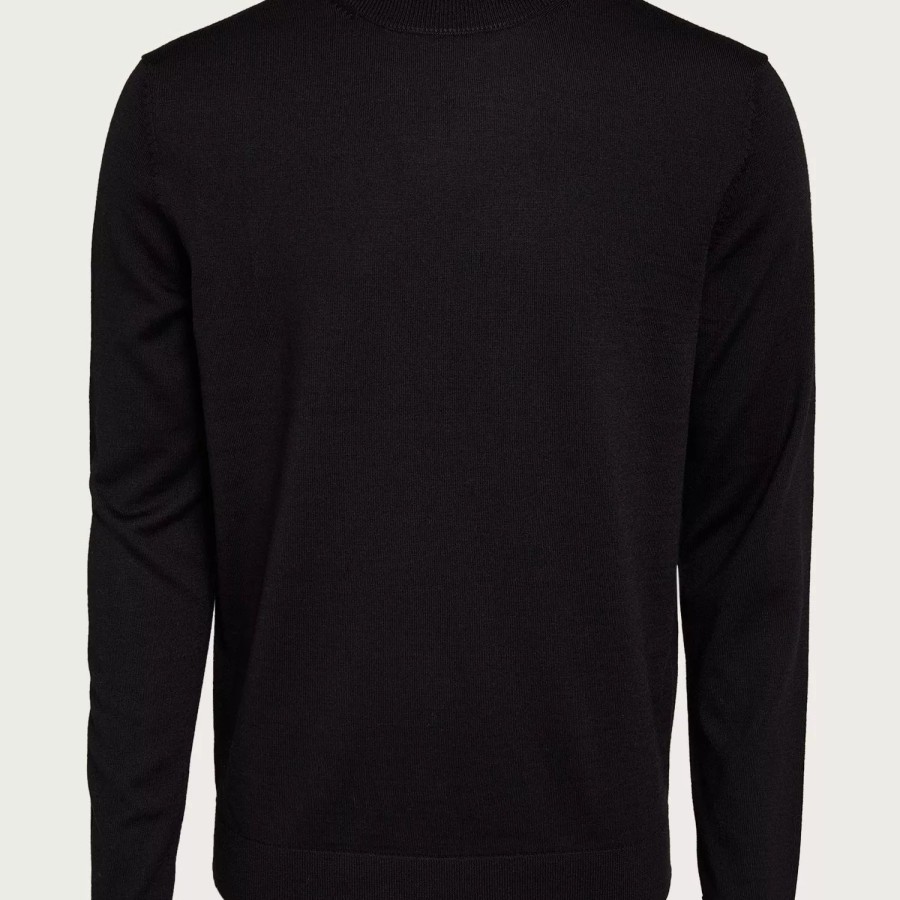 Toj Selected Homme | Slhtown Merino Coolmax Knit Mock B Black