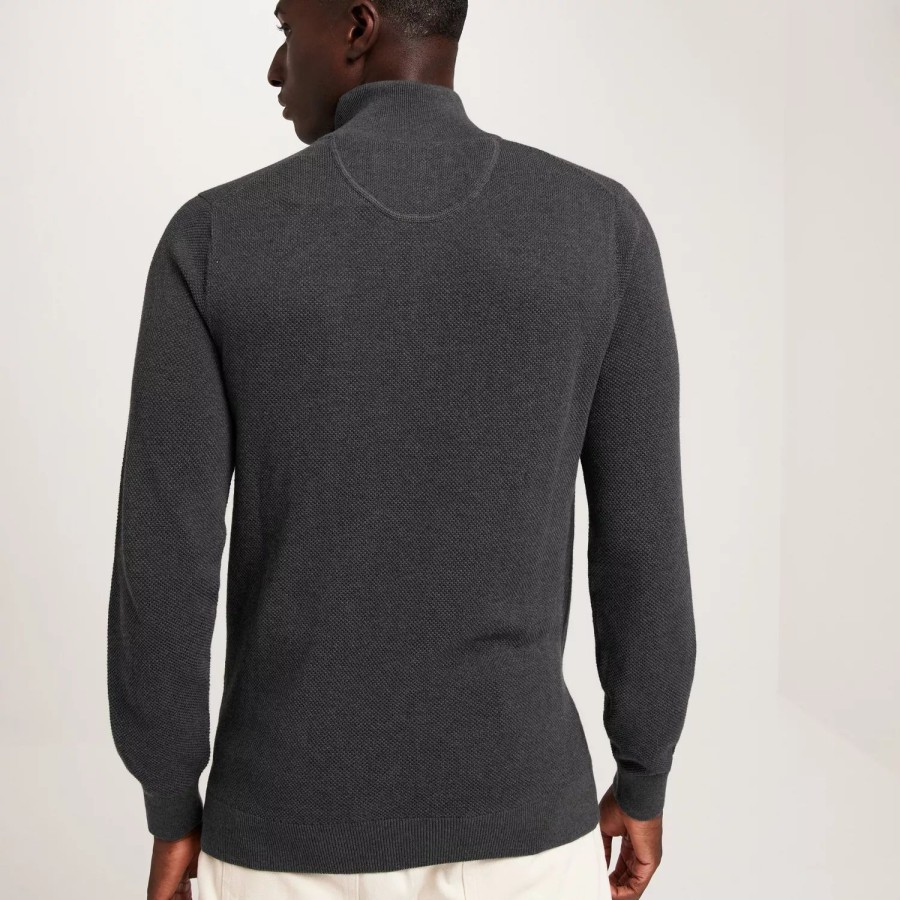 Toj Gant | Cotton Pique Halfzip Antracit Melange