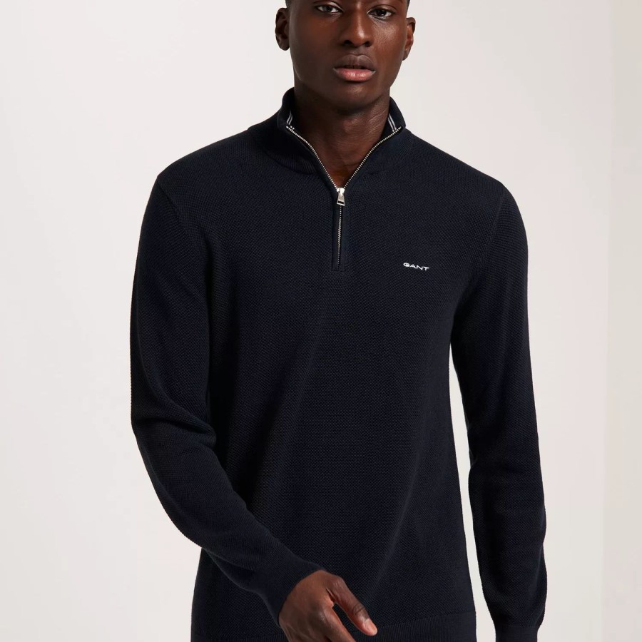 Toj Gant | Cotton Pique Halfzip Blue