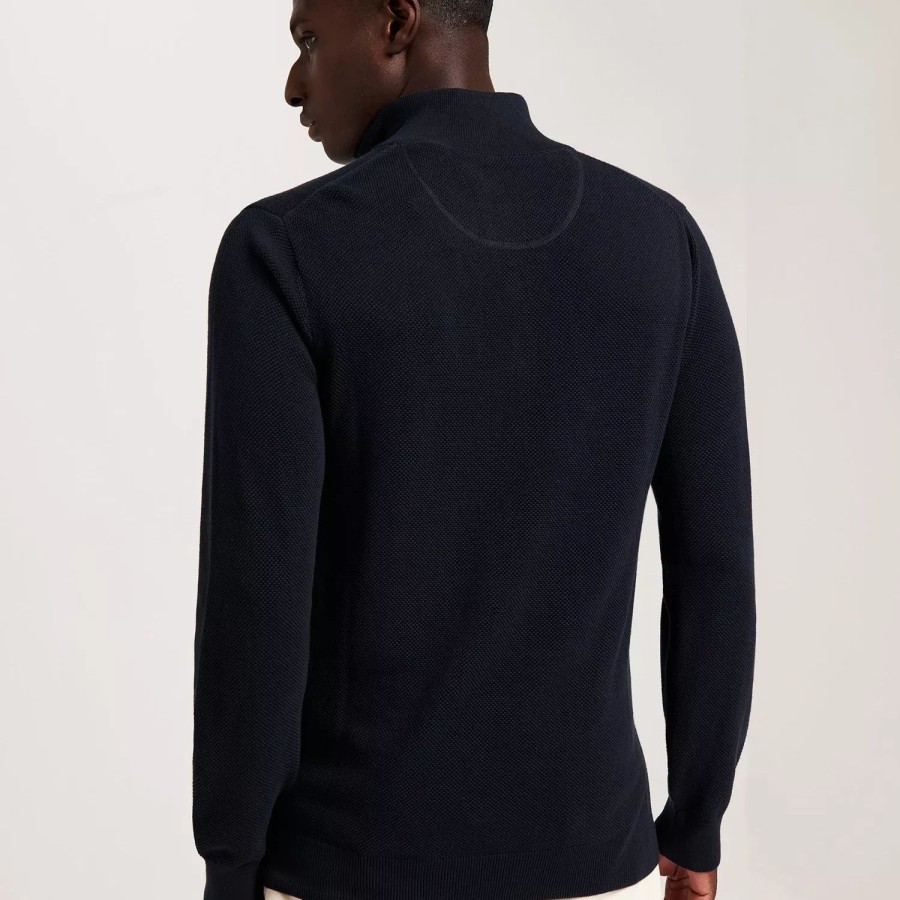 Toj Gant | Cotton Pique Halfzip Blue