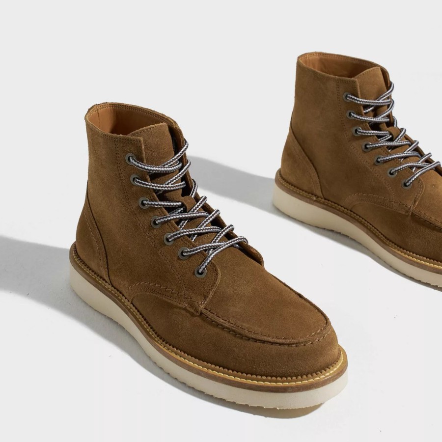 Sko Selected Homme | Slhteo New Suede Moc-Toe Boot B Tobacco Brown